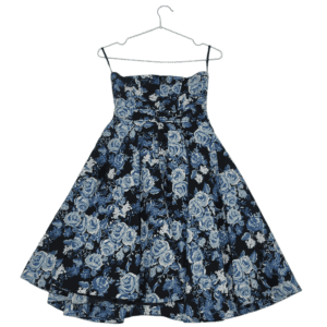 Dress Kemben Bunga Hitam Biru